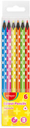 Keyroad Színes ceruza készlet háromszögletű, fekete belsővel 6 db/bliszter Keyroad Neon neon színek (KR971870)