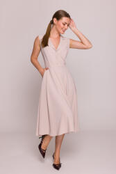 STYLOVE midi ruha nyitott nyakkivágással | Bézs
