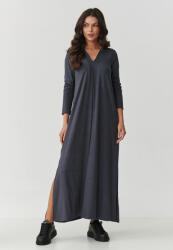 Makadamia viszkóz maxi ruha hasítékokkal | antracit