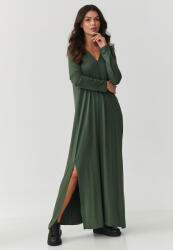 Makadamia viszkóz maxi ruha hasítékokkal | khaki