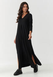 Makadamia viszkóz maxi ruha hasítékokkal | fekete