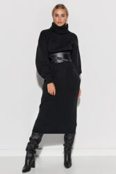 Makadamia Kötött ruha garbóval és zsebekkel S105 | fekete