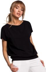 MOE blúz rövid ujjal és redővel a hátán | fekete