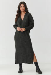 Makadamia Hosszú V-nyakú Pulóverruha | grafit melange