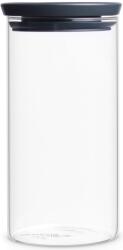 Brabantia üvegedény 1, 1L, egymásra rakható, légmentes záródás, kerek, sötétszürke fedő, átlátszó üveg tartály - 298264 (298264)