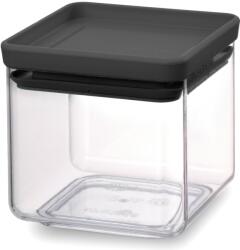 Brabantia tárolóedény 0, 7L, egymásra rakható, légmentes záródás, szögletes, sötétszürke, átlátszó műanyag tartály - 122309 (122309)