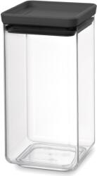 Brabantia tárolóedény 1, 6L, egymásra rakható, légmentes záródás, szögletes, sötétszürke, átlátszó műanyag tartály - 122385 (122385)