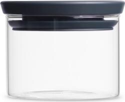 Brabantia üvegedény 0, 3L, egymásra rakható, légmentes záródás, kerek, sötétszürke fedő, átlátszó üveg tartály - 298301 (298301)