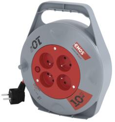 EMOS Cablu prelungitor pe tambur 10 m / 4 prize / roșu / PVC / 230 V / 1 mm2