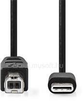 Nedis CCGL60650BK10 USB-C dugó - USB- B dugó (USB C - USB B) kábel, 480 Mbps, 1m (CCGL60650BK10) (CCGL60650BK10)