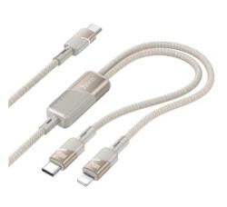 hoco. U139 adatkábel 2in1 (Type-C - lightning/Type-C, 100W, gyorstöltő, 120cm, cipőfűző) ARANY (U139_G) (U139_G)