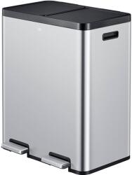 EKO pedálos szemetes, Essential, űrtartalom 2 x 30 liter, 2 kivehető rekesz, szelektív gyűjtésre alkalmas, hangtalan fedél nyitás/zárás, tartó a táska rögzítéséhez, rozsdamentes test, rozsdamentes acél (9