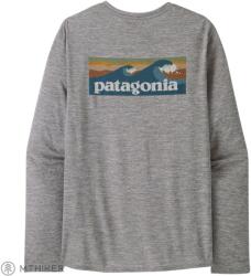 Patagonia L/S Cap Cool Daily Graphic Shirt - Waters póló, Boardshort Logo Abalone Blue: Feather Grey (M)