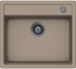 SCHOCK Schock Mono N-100 konyhai mosogatótálca 570 x 510 mm Cristadur Twilight, taupe szürke és szűrőkosár, távműködtető gomb, túlfolyó takaró Gunmetal (SETMN100TWPVGUB)