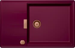 SCHOCK Schock Tia D-100LS konyhai mosogatótálca 780 x 500 mm Cristadur Berry, bogyószín és szűrőkosár, távműködtető gomb, túlfolyó takaró Réz (SETTD100LSBEPVCOB)