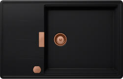 SCHOCK Schock Tia D-100LS konyhai mosogatótálca 780 x 500 mm Cristadur Puro, intenzív fekete és szűrőkosár, távműködtető gomb, túlfolyó takaró Réz (SETTD100LSPUPVCOB)