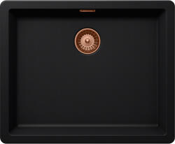 SCHOCK Schock Greenwich N-100L konyhai mosogatótálca 556 x 456 mm Cristadur Puro, intenzív fekete és szűrőkosár, túlfolyó takaró Réz (SETGN100LPUPVCOB)