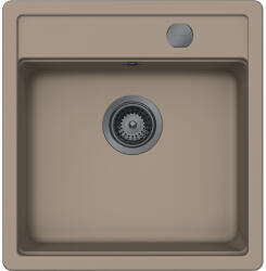 SCHOCK Schock Mono N-100S konyhai mosogatótálca 490 x 510 mm Cristadur Twilight, taupe szürke és szűrőkosár, távműködtető gomb, túlfolyó takaró Gunmetal (SETMN100STWPVGUB)