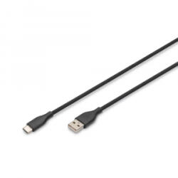 ASSMANN USB-C Silicone charging cable USB-A to USB-C USB 2.0 60W 1m fekete (AK-300340-010-S) (AK-300340-010-S)