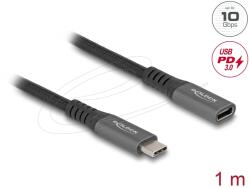 Delock USB 3.1 Type C Hosszabbító Fekete-Szürke 1m 80022 (80022)