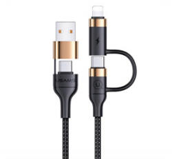 USAMS U62 adatkábel (USB/Type-C - lightning/Type-C, 60W, PD gyorstöltő, 120cm) FEKETE (SJ483USB01) (SJ483USB01)