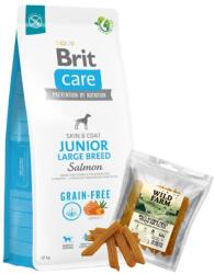 Brit BRIT CARE Dog Gabonamentes Junior nagytestű lazac 12kg + WILD FARM multivitamin jamgyökér filé 500g kutyaeledel