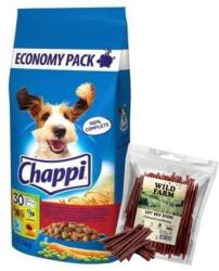 Chappi Chappi Száraz kutyatáp marhahússal, baromfival és zöldségekkel 13.5kg + WILD FARM marhahús rudacskák 500g kutyakajával