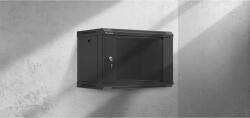 Lanberg WF03-5306-10B 19" 6U SZÉL: 540mm MÉLY: 350mm MAG: 370mm lapraszerelt üvegajtós fekete fali rack szekrény (WF03-5306-10B) (WF03-5306-10B)