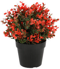  Cserepes művirág zöld száron piros levelek, 20 cm (2005R)