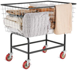 VEVOR Drótvázas gurulós szennyestartó kosár 158 literes kapacitás, ipari kivitel, 5 kerekekkel