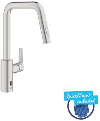 GROHE QuickFix Start - Elektronikus mosogatócsaptelep kihúzható zuhanyfejjel, elemes, Supersteel 101243DC00 (101243DC00)