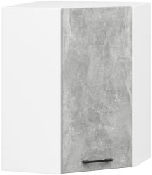 AKORD Oliwia Sarok Felső Konyhaszekrény 60/60 Fehér/Beton (AKO-KS0POLIBIABET009H720)