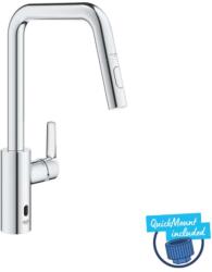 GROHE QuickFix Start - Elektronikus mosogatócsaptelep kihúzható zuhanyfejjel, elemes, króm 1012430000 (1012430000)