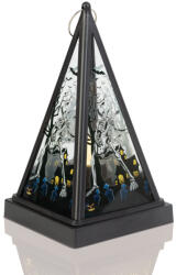 Family Halloween-i LED lámpás - csontváz - melegfehér - fekete - 9, 5 x 9, 5 x 17 cm - 2 x AAA (56549B) - platinashop