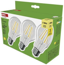 EMOS Filament 5, 9W (60W) E27 806lm 2700K ZF5D42.3 A60 LED izzó (EMOS-ZF5D42-3)
