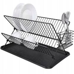 Retoo Összehajtható Fém konyhai edényszárító, 42, 5 x 31 cm, fekete, RT (O1001)