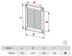  Awenta TRU12BR négyszögletes fali rács 150X310 rovarhálóval, barna színben