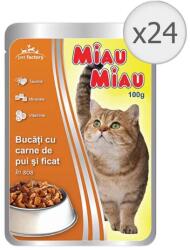 MIAU MIAU csirkés és májas alutasakos eledel felnőtt cicáknak 24x100 g