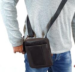 Giorgio Carelli kis két zippes sötétbarna férfi váll és testtáska GC338601-001 - minosegitaska