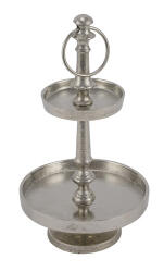 Gehlmann Alumínium 2 emeletes kínáló állvány ezüst színű, 16x16x29cm (22402504)