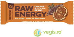 bombus Baton Proteic cu Portocale si Boabe de Cacao fara Gluten Raw Energy 50g