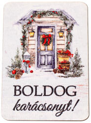 4db. "Boldog karácsonyt! " feliratos, díszes ajtó fa tábla 7 x 5 cm (GV04-923)