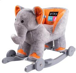 PlayTo Jucărie de leagăn cu melodie şi roţi PlayTo elefant Balansoar calut