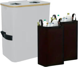 Leziter Szelektív palackgyűjtő két rekeszes 140l fehér (LPGY2-140-WH) - leziter