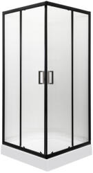 Kerra Soho Square Black 90 szögletes zuhanykabin zuhanytálcával (SOHO-SQ-90-BL-Z-BR-PL) - leziter