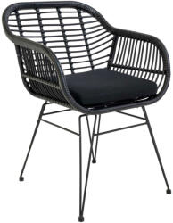 House Nordic Trieste Polirattan fotel párnával, fekete fekete lábakkal (7001051) - leziter
