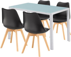Leziter Liva 4+1 étkező garnitúra fehér-fekete (LUAV120W_DA232AB_4) - leziter