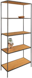 House Nordic Vita polc, 5 polcos, tölgy hatású, fekete keret 80x36x170 cm (3001105) - leziter
