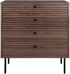 House Nordic Kyoto Komód, 4 fiókos, tölgyfa furnér, füstölt, fekete fém lábak 80x40x85 cm (3101006) - leziter