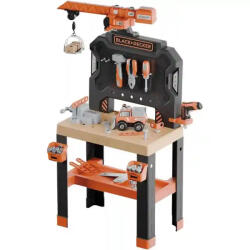 Smoby Black & Decker Bricolo Builder játék szerelőasztal 87db kiegészítővel és daruval (7600360741) - morzsajatekbolt